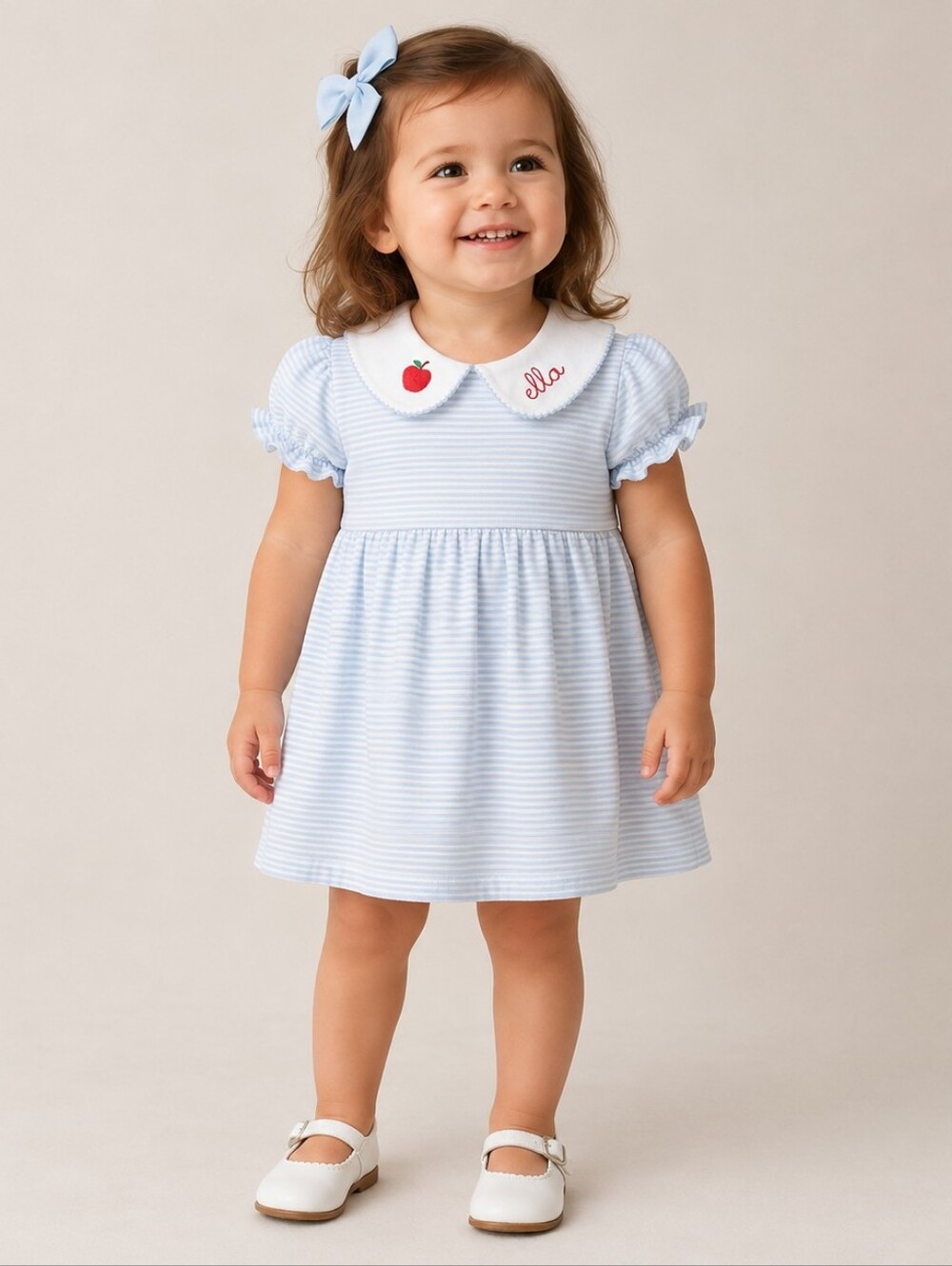 Jelly Beans Nautical-inspired Dress Sz2 Peter Pan White Collar Red Embroidery
